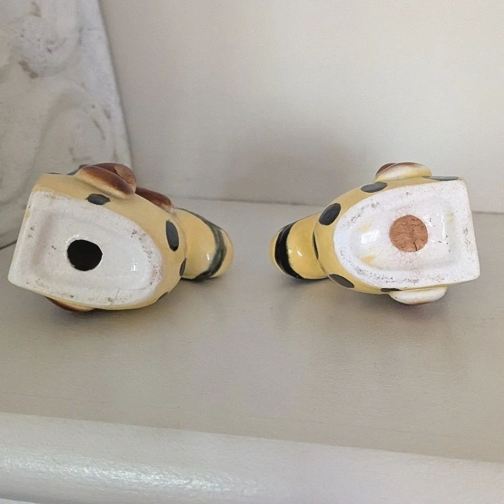 Vintage Japan Anthropomorphic Bears on Horse Floaties Salt and Pepper Shaker Set